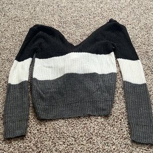 Open back, off the shoulder sweater